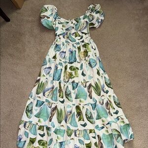 Elegant Leaf Print Maxi Dress